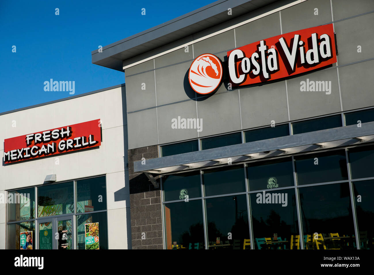 A logo sign outside of a Costa Vida restaurant location in Lehi, Utah on July 28, 2019. Stock Photo