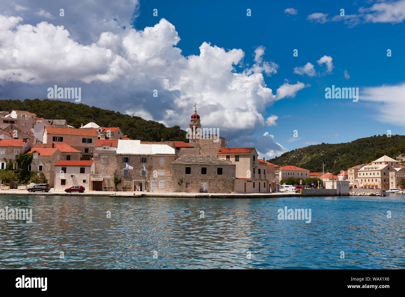 Pucisca, Croatia, 05.30.2019: Panorama of the city Stock Photo