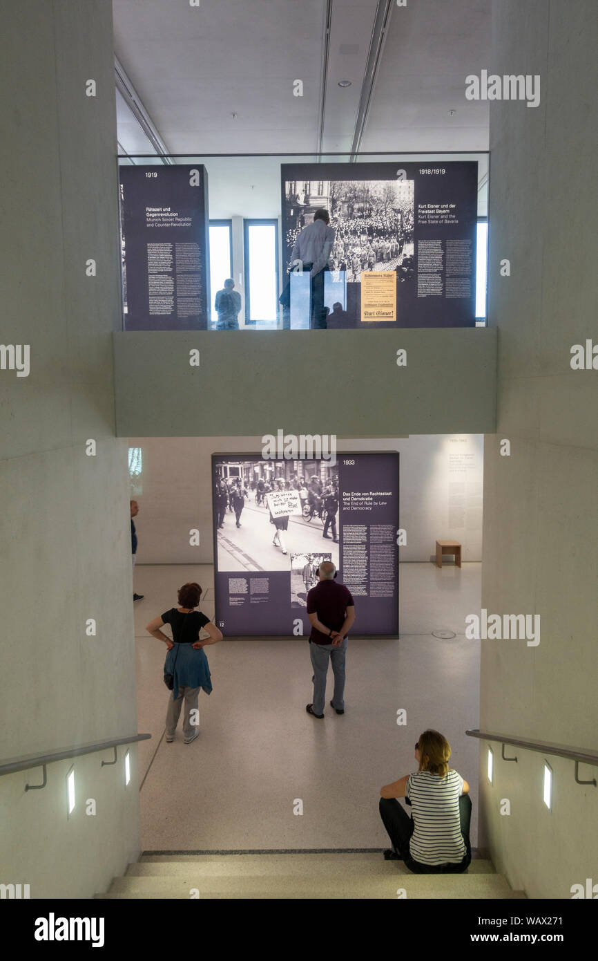 Split level view of visitors in NS-Dokumentationszentrum München (Munich Documentation Centre for the History of National Socialism), Munich, Germany. Stock Photo