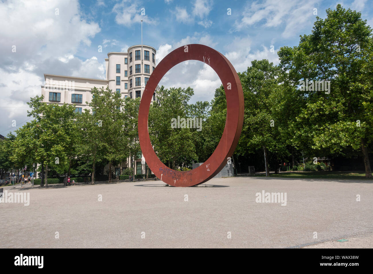 Der Ring ('Ring'-1996) sculpture by  Mauro Staccioli is positioned at the gateway to Munich's museum district in Munich, Bavaria, Germany. Stock Photo