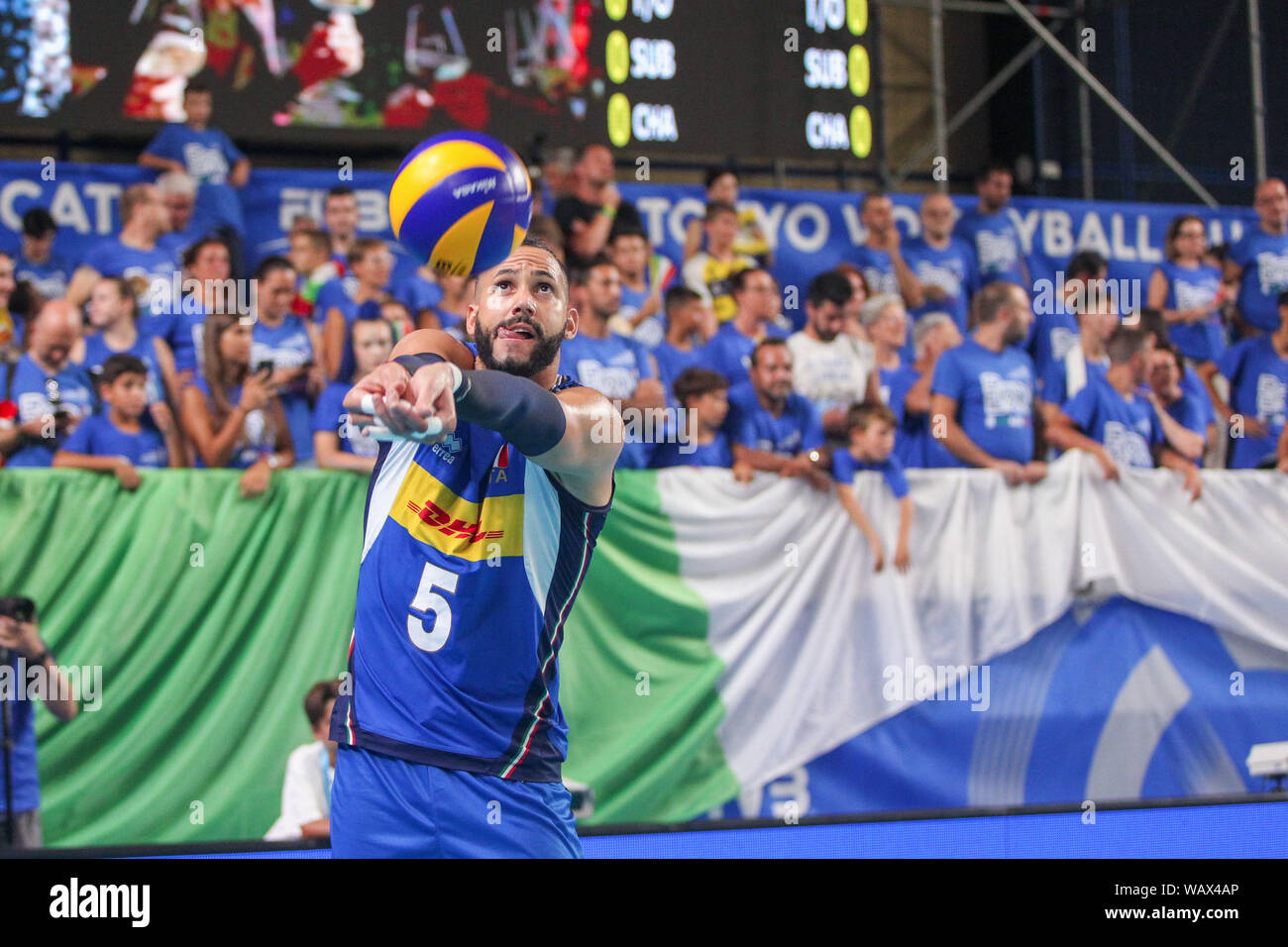 Osmani Juantorena during Torneo Maschile di qualificazione a Tokyo 2020 - Day 1 - Italia vs Camerun, Bari, Italy, 09 Aug 2019, Volley Nazionale Italia Stock Photo
