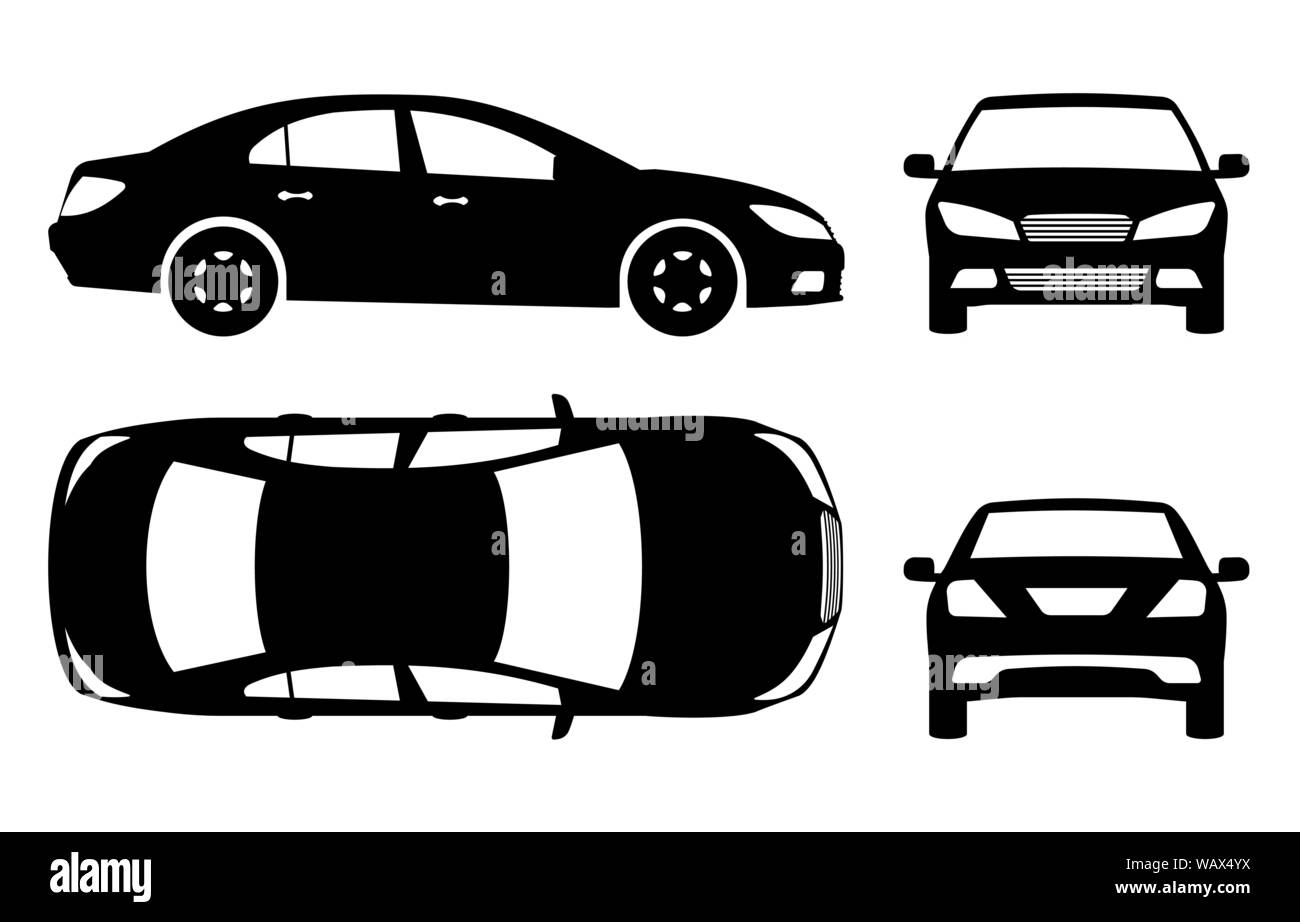 Car silhouette on white background. Vehicle icons set view from side,  front, back, and top Stock Vector Image & Art - Alamy
