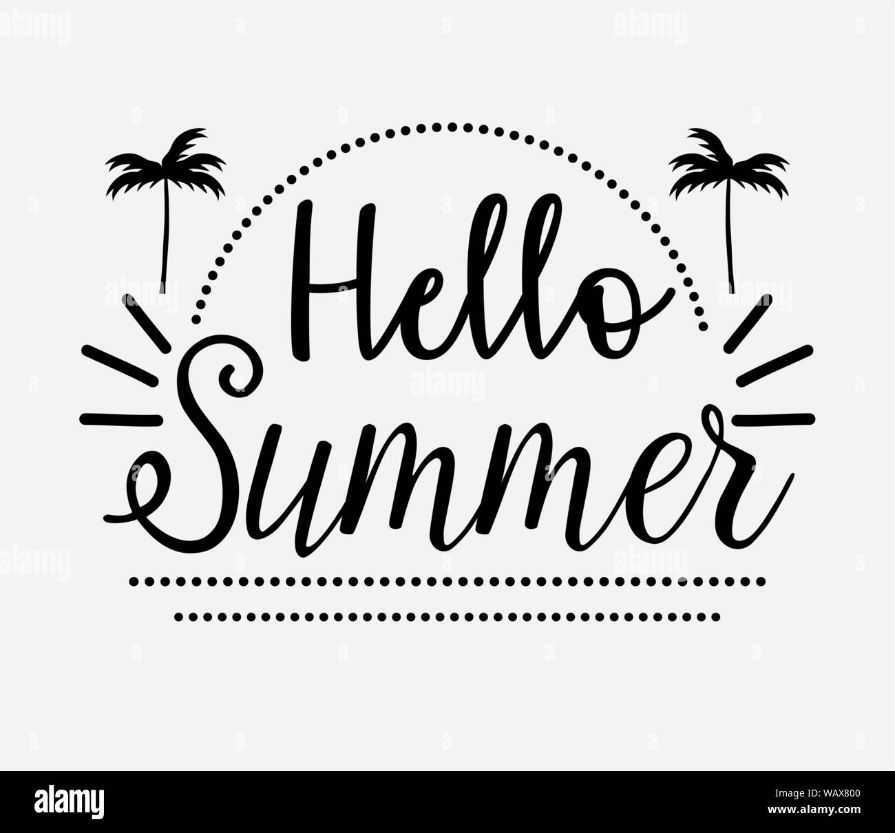hello summer handwriting palm tree vector illustration Stock Vector ...