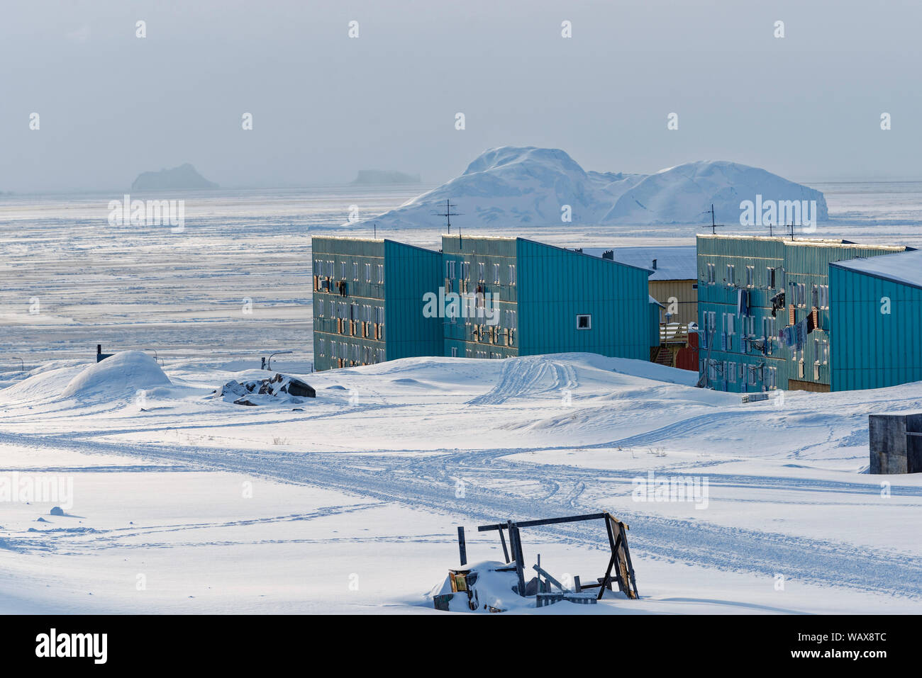 Winter in Ilulissat, Avannnaata Kommunia, Grönland, Dänemark. Stock Photo