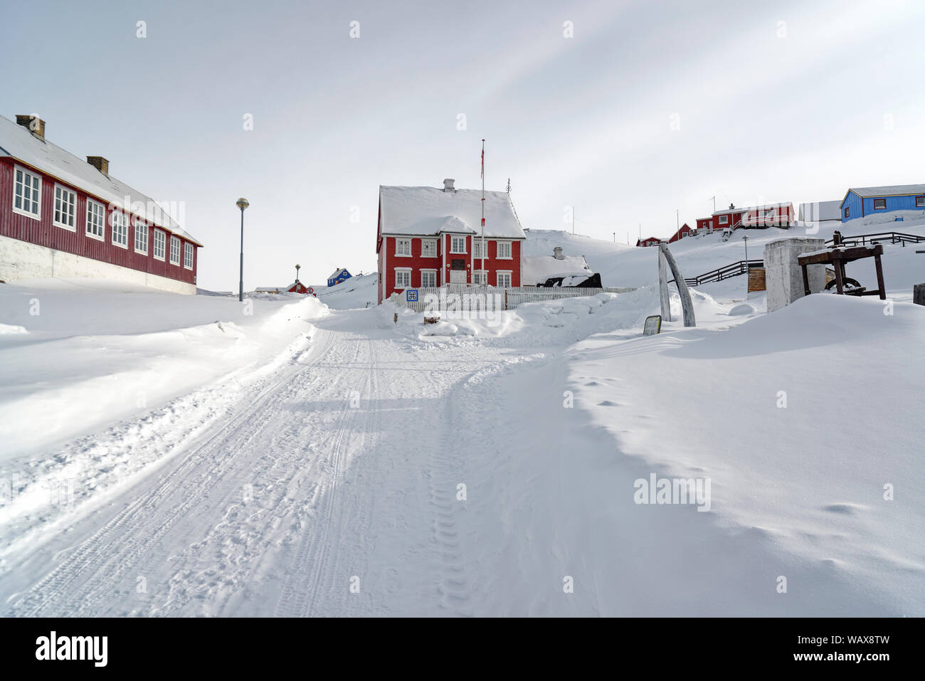 Knud Rasmussen Museum im Winter, Ilulissat,Avannnaata Kommunia, Grönland, Dänemark. Stock Photo