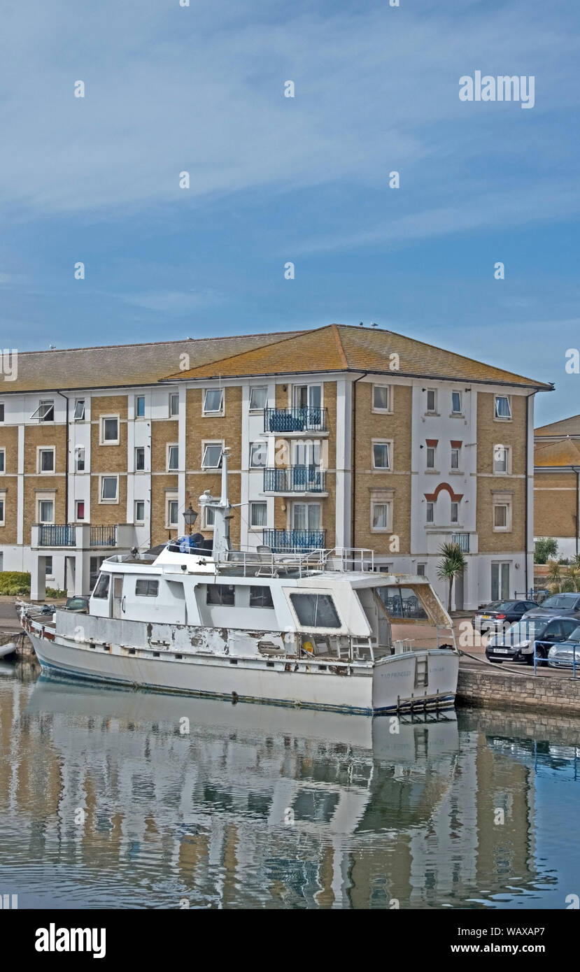 Brighton Marina Boat in and Apartments Stock Photo Alamy