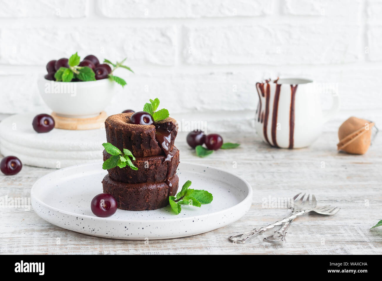 Chocolate fondant a traditional french chocolate cake with liquid