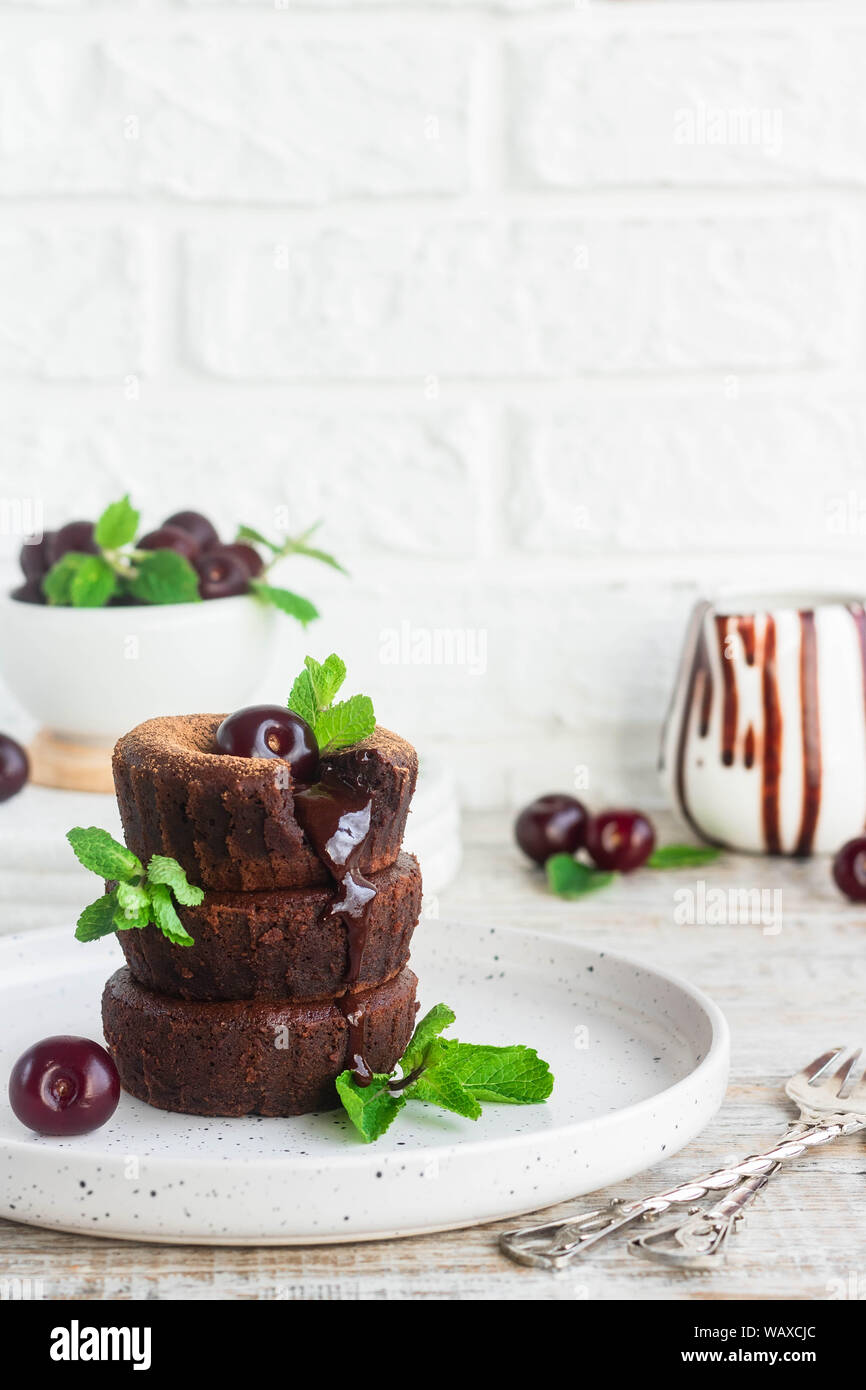 Chocolate fondant a traditional french chocolate cake with liquid