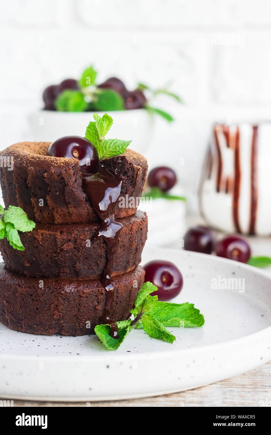 Chocolate fondant a traditional french chocolate cake with liquid
