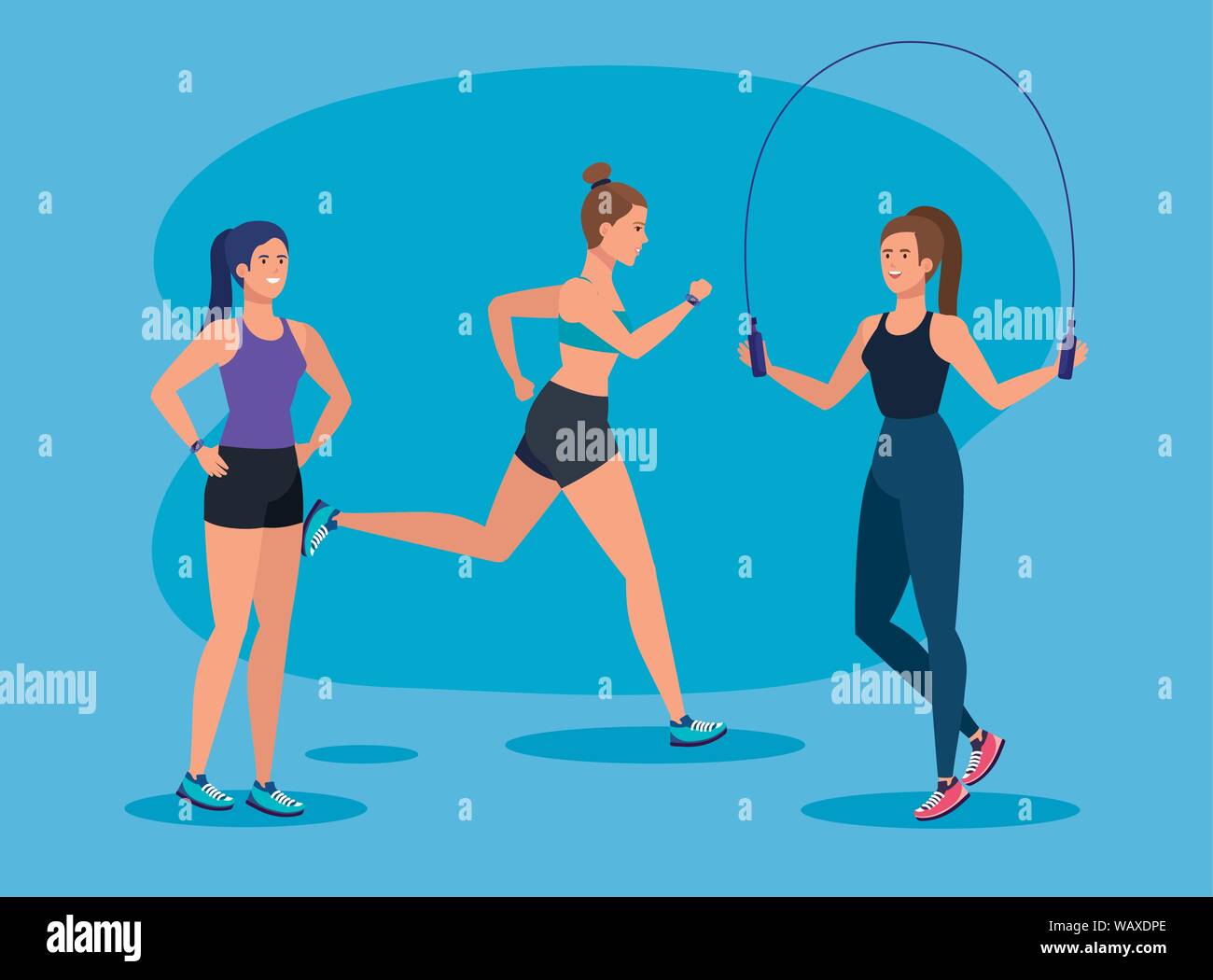 set of fitness women practice sport activity Stock Vector Image & Art ...