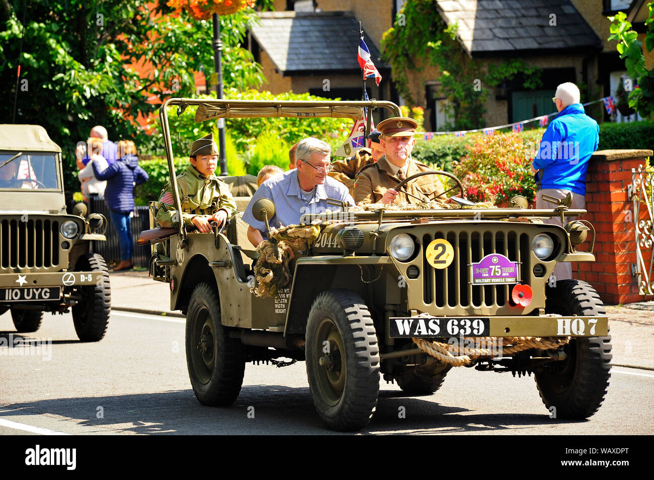 1940s wartime festival weekend  at Lytham,Lancashire,UK.Parade of military vehicles through the streets of Lytham Stock Photo