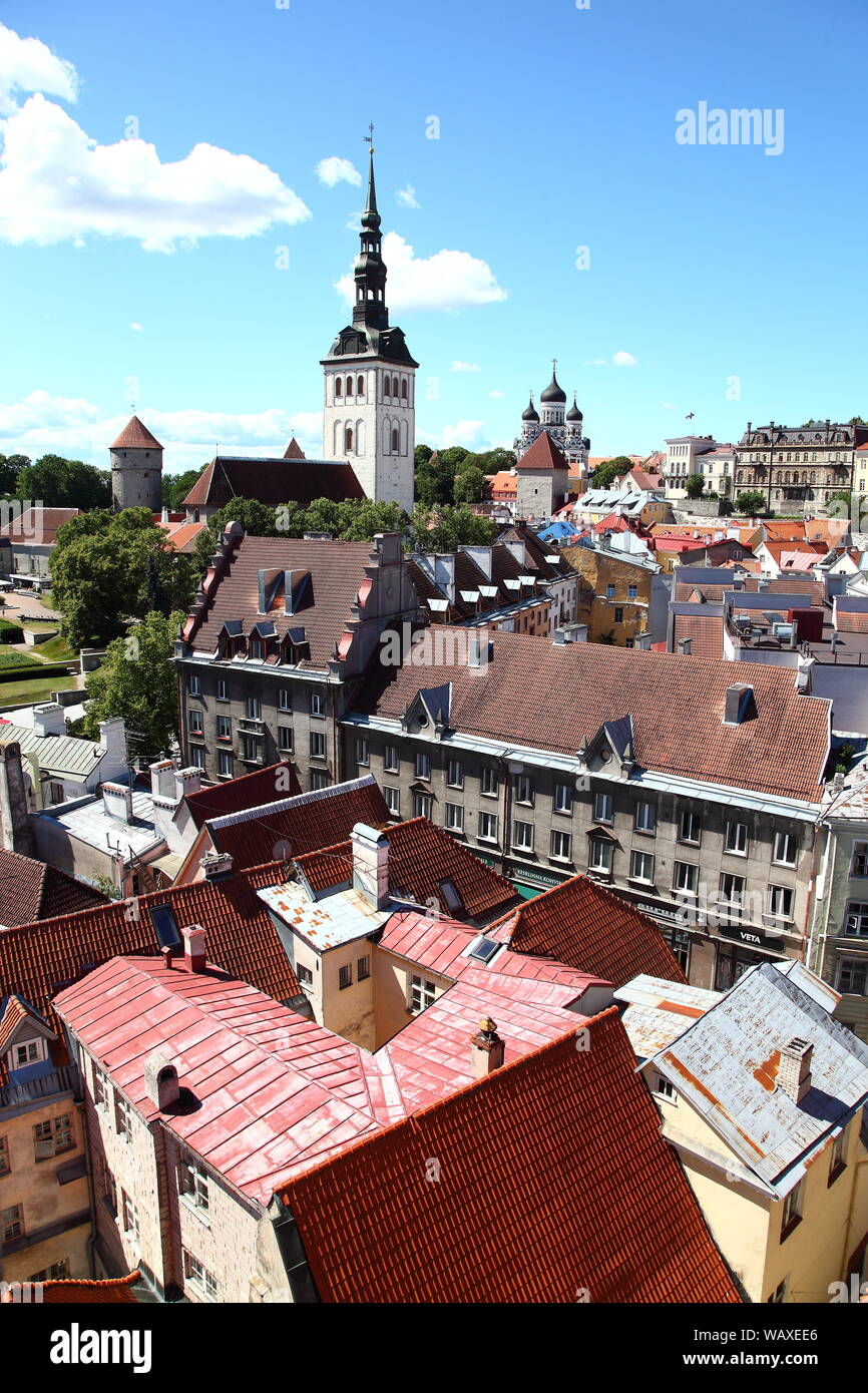 View Of Tallinn Old Town In Estonia From Top Of Town Hall Tower