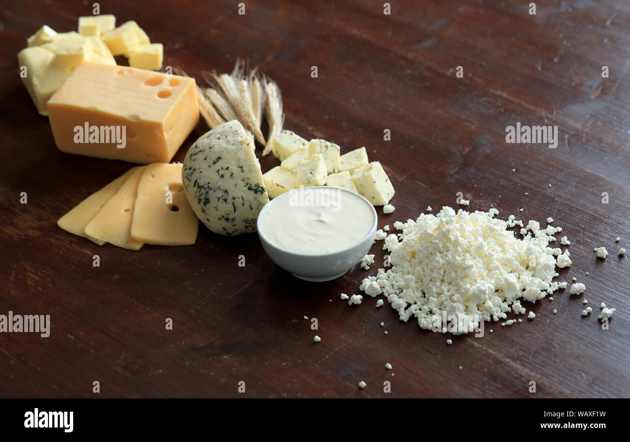 Dairy products on the table Stock Photo