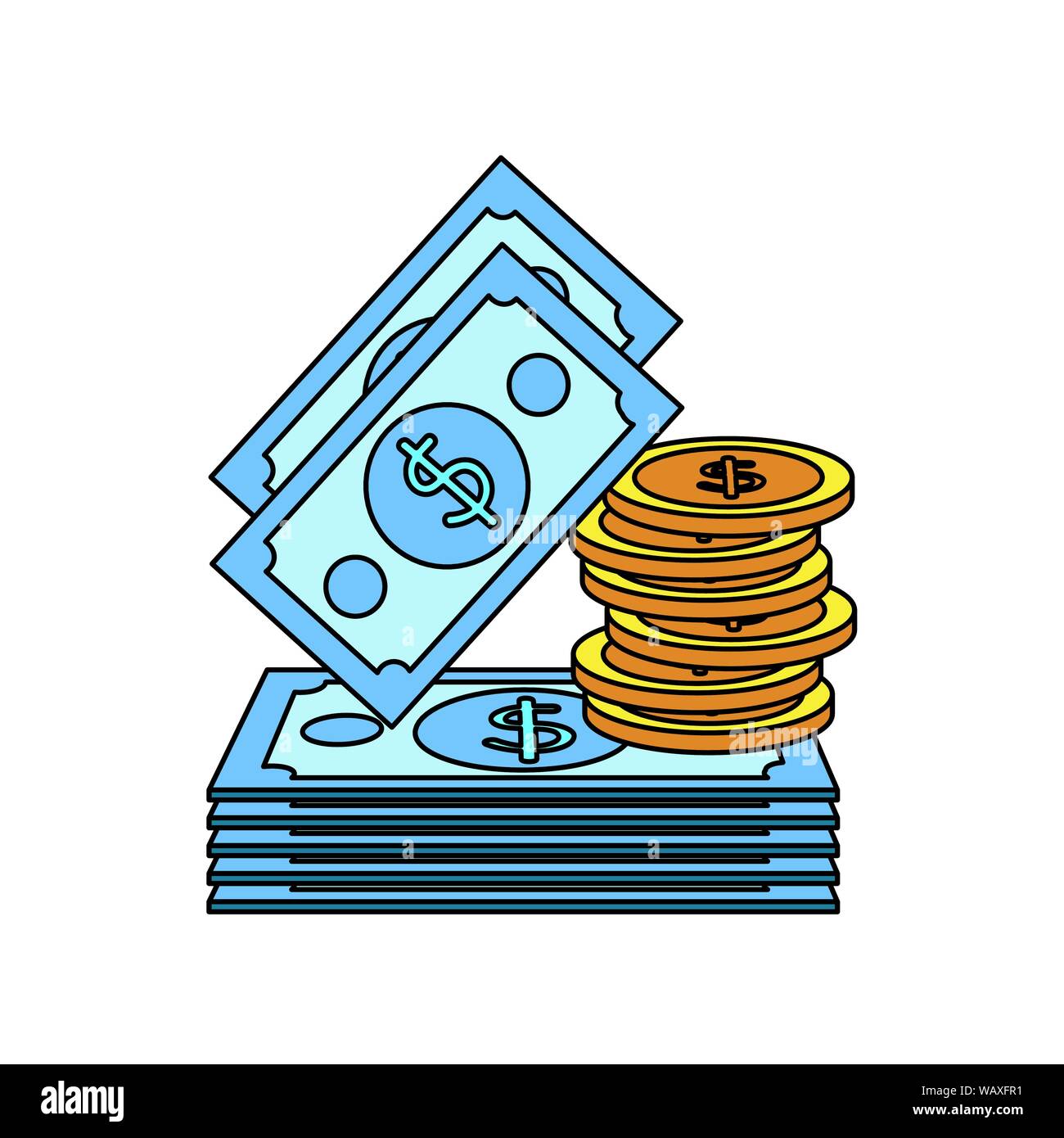 coins and bills money dollars icons Stock Vector Image & Art - Alamy