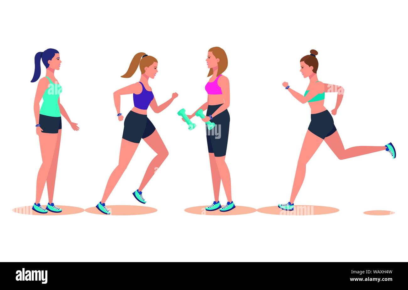 set of women practice sport activity Stock Vector Image & Art - Alamy