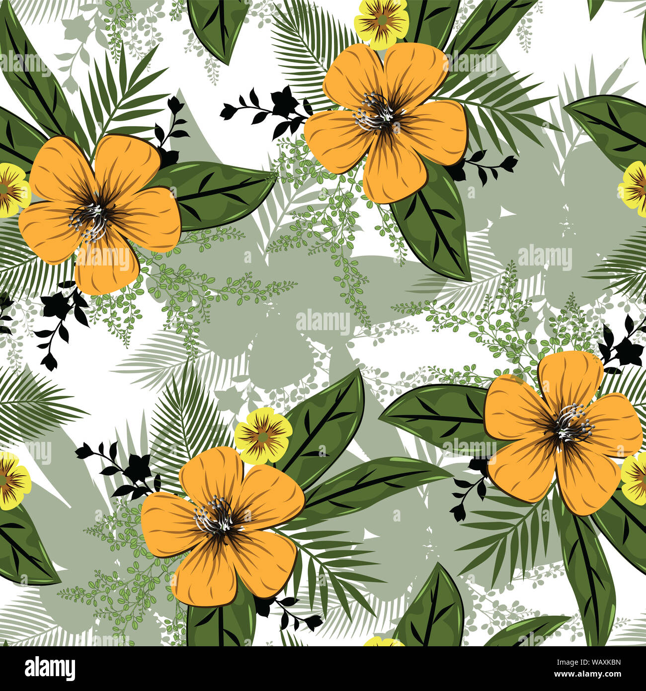 beautiful flower and branches seamless pattern design Stock Photo - Alamy