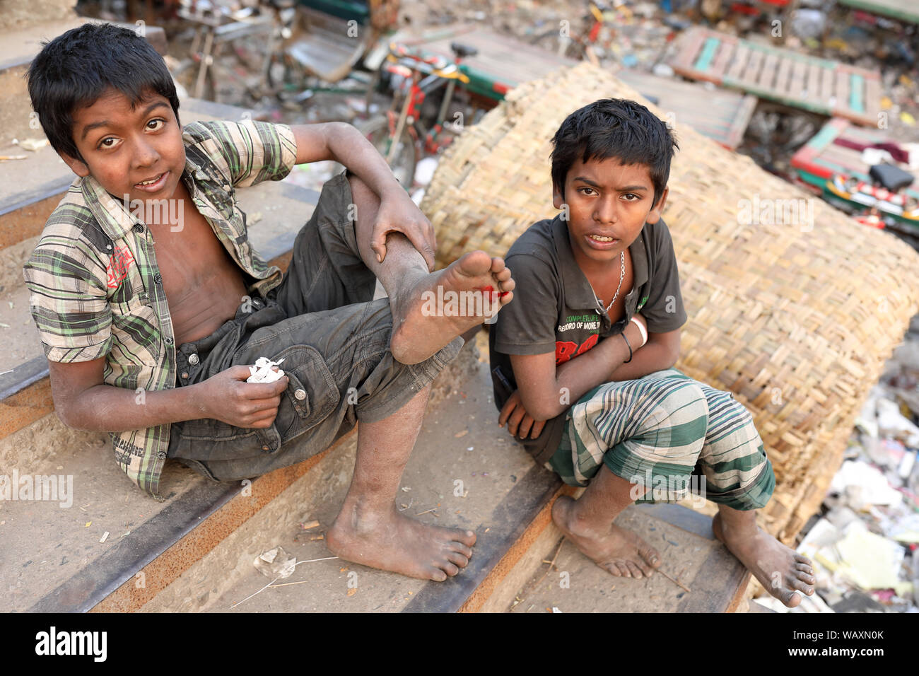 Street children in Dhaka, Bangladesh. Bangladesh has an estimated number of above 670,000 street children Stock Photo