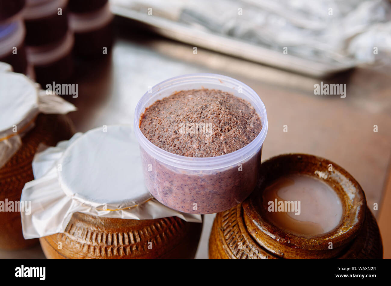 Thai or Southeast Asian country fermented salty shrimp paste Local