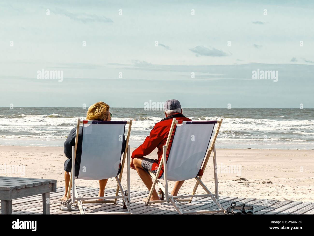 Senior couple on the island Amrum, Germany Stock Photo