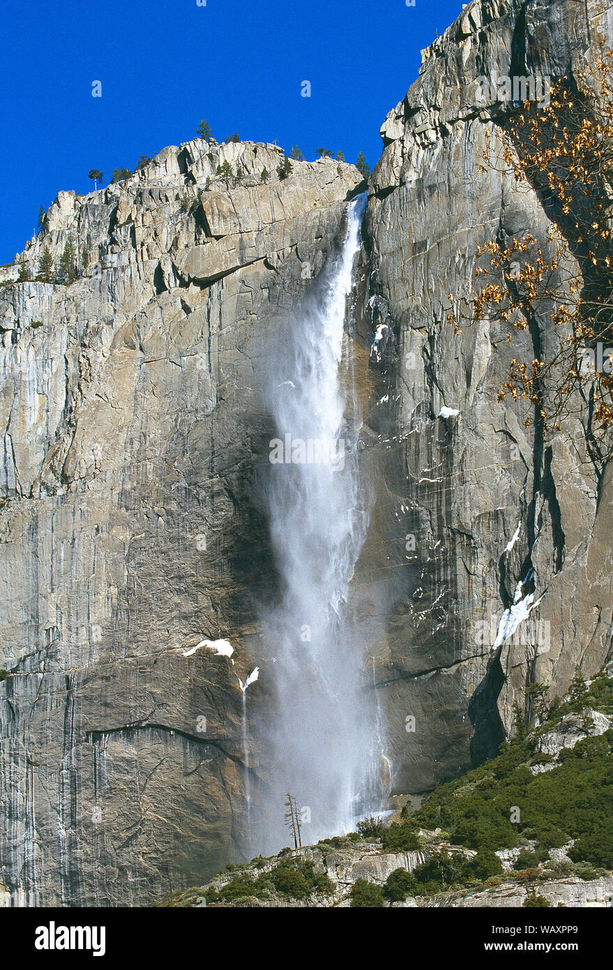 USA. California. Yosemite National Park.  Upper Yosemite Fall waterfall. Stock Photo