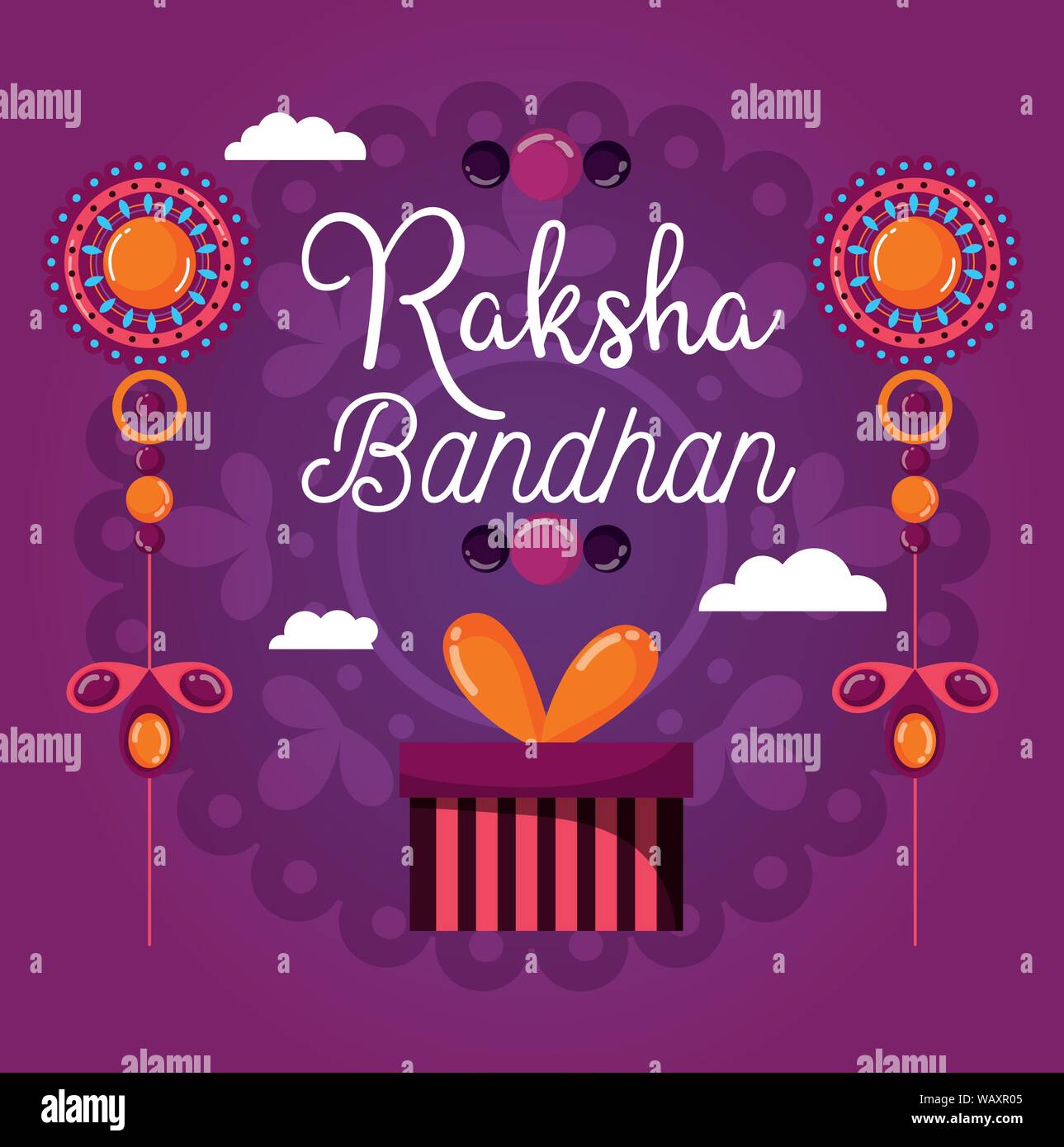 happy raksha bandhan poster gift box jewelry design vector ...