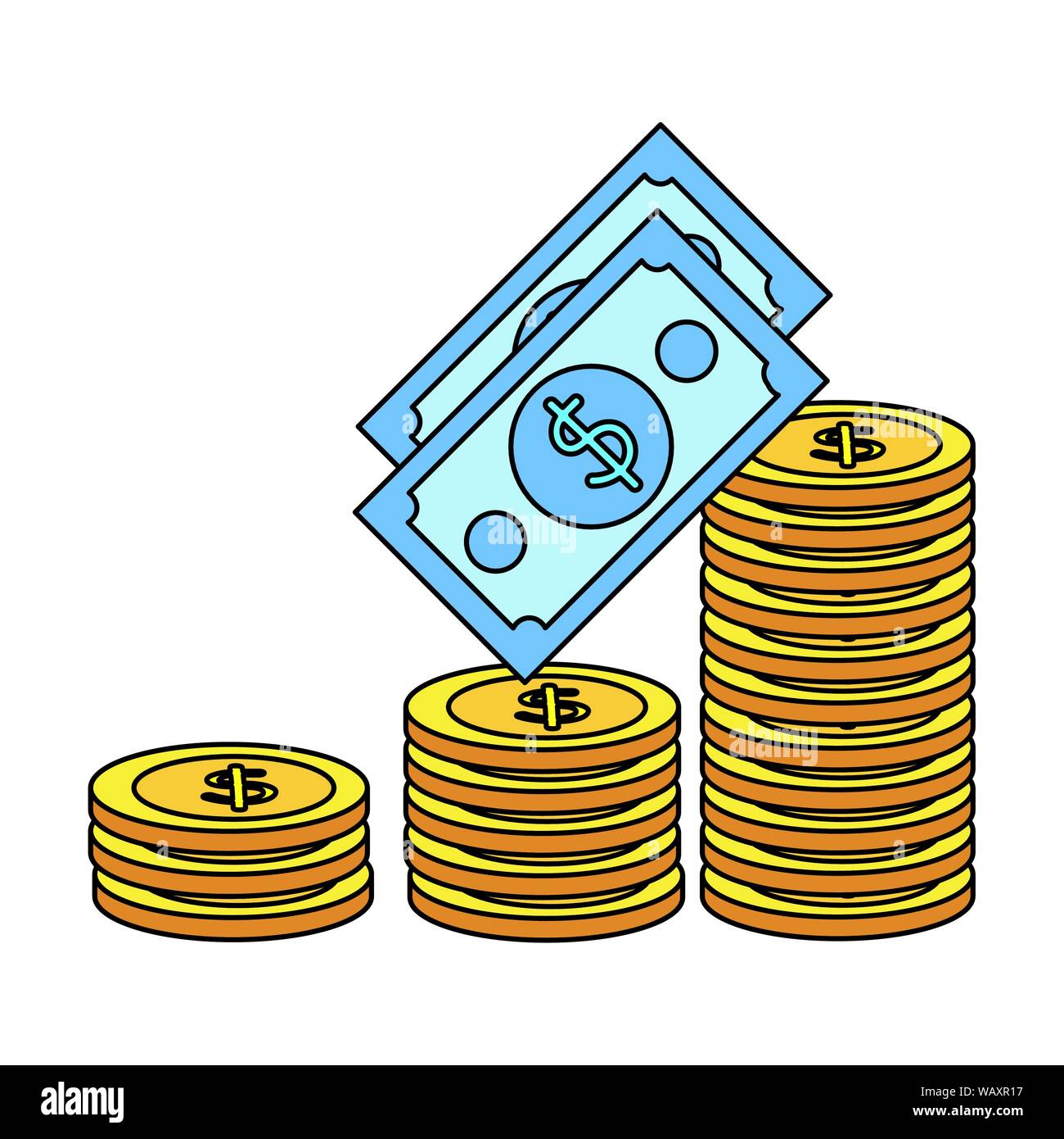 coins and bills money dollars icons Stock Vector Image & Art - Alamy