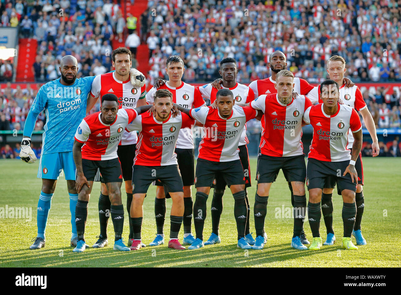 Rotterdam Netherlands 22nd Aug 2019 Stadium De Kuip Season 2019 2020 Europa League Football First Leg Feyenoord Hapoel Be Er Sheva Team Photo 01 Feyenoord Keeper Kenneth Vermeer 05 Feyenoord Player Ridgeciano Haps