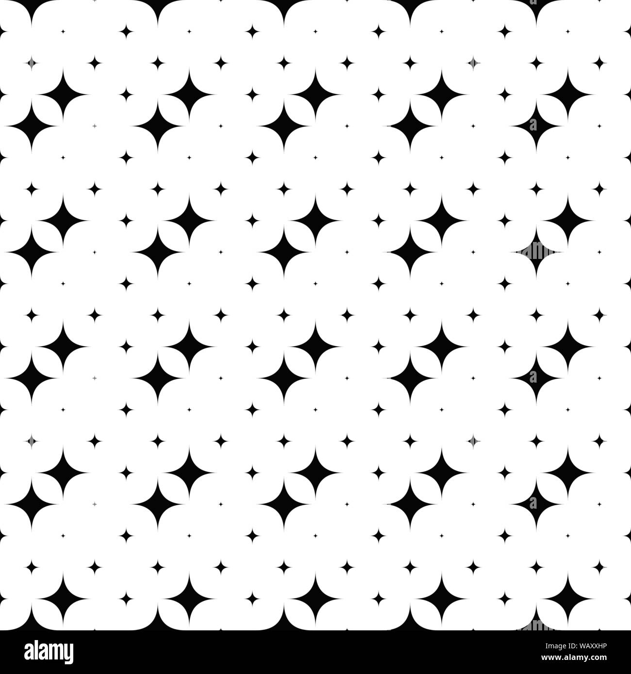 Seamless star pattern background design - monochrome vector graphic Stock Vector