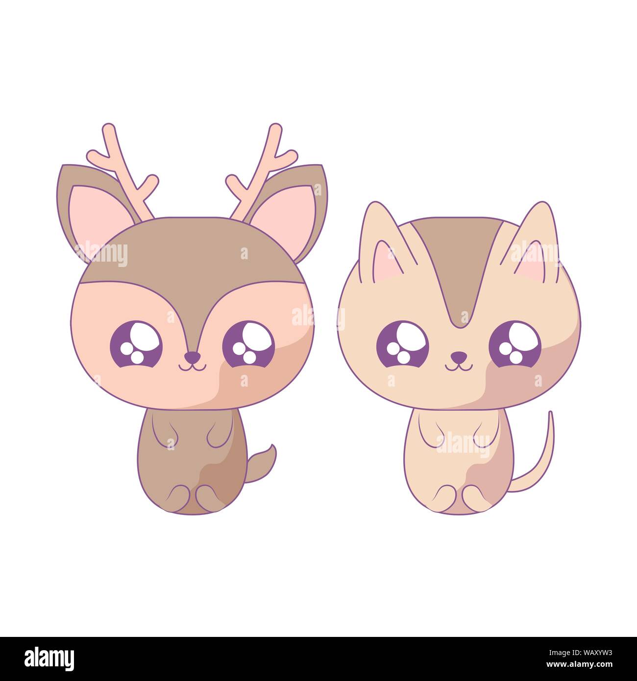 Cute Reindeer With Cat Baby Animals Kawaii Style Vector Illustration Design Stock Vector Image Art Alamy Cute Reindeer With Cat Baby Animals Kawaii Style Vector Illustration Design Stock Vector Image Art Alamy