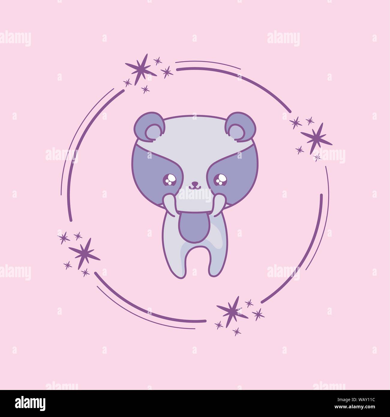 cute raccoon baby animal kawaii style vector illustration design Stock ...