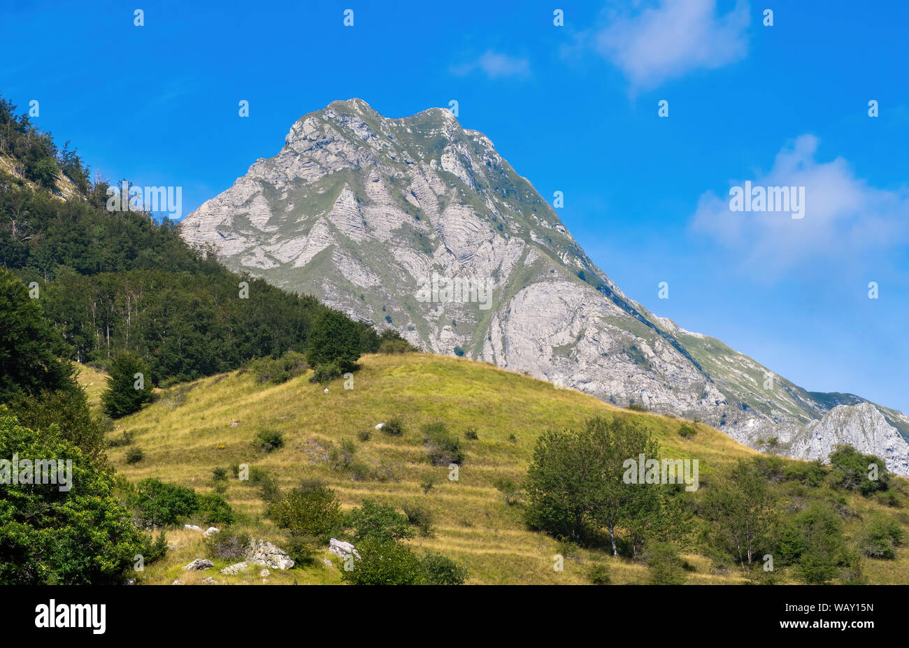 Apuan Alps Mountain View From Campocatino In Summer Lucca Province Tuscany Italy Stock Photo Alamy