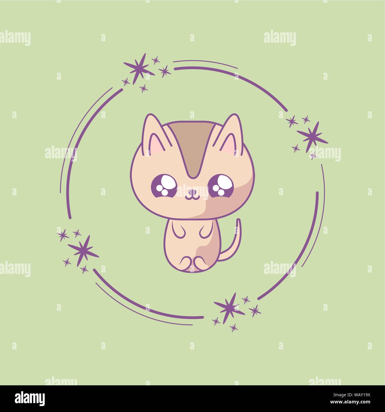 cute cat baby animal kawaii style vector illustration design Stock ...