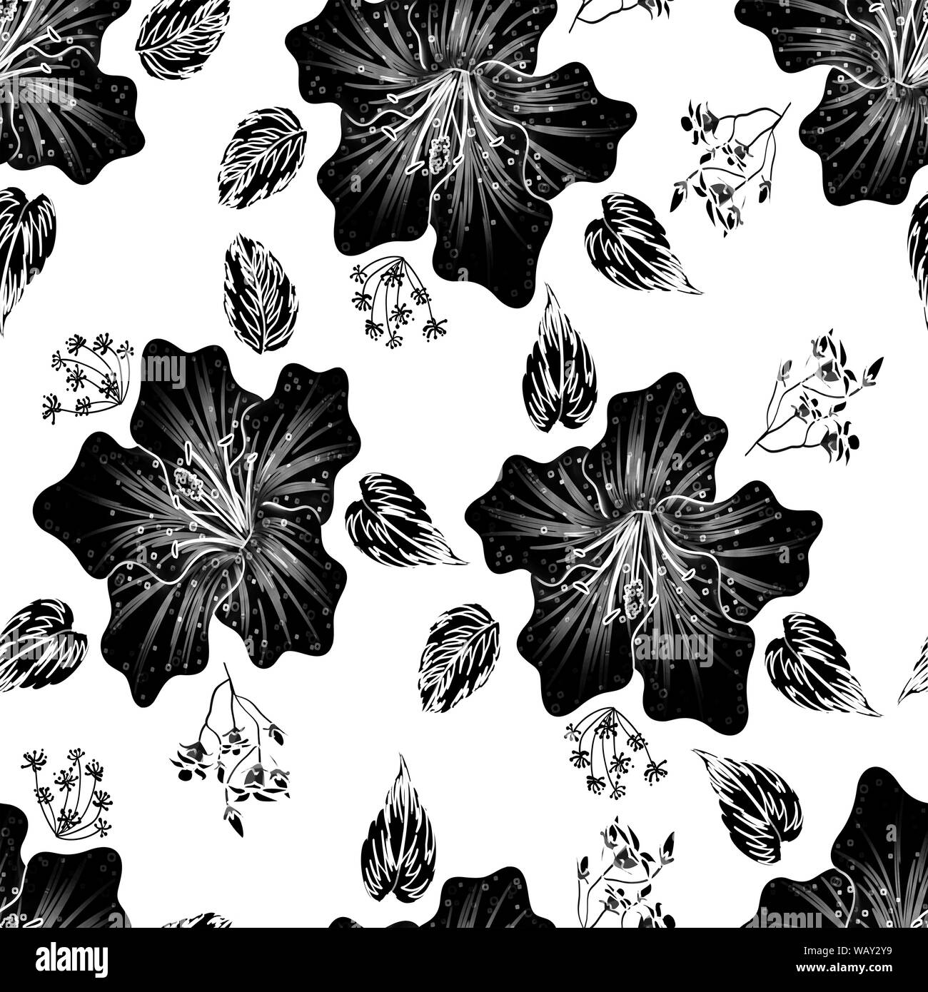 beautiful flower with leave seamless pattern Stock Photo
