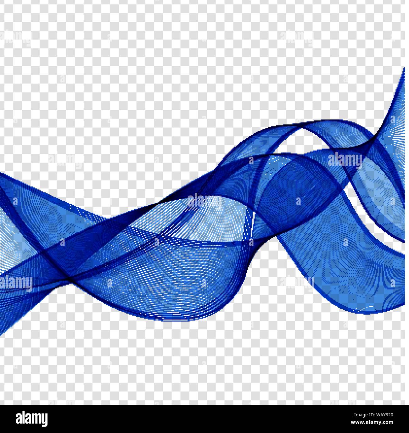 Abstract Blue Wave Vector Illustration.Blue transparent vector wave ...