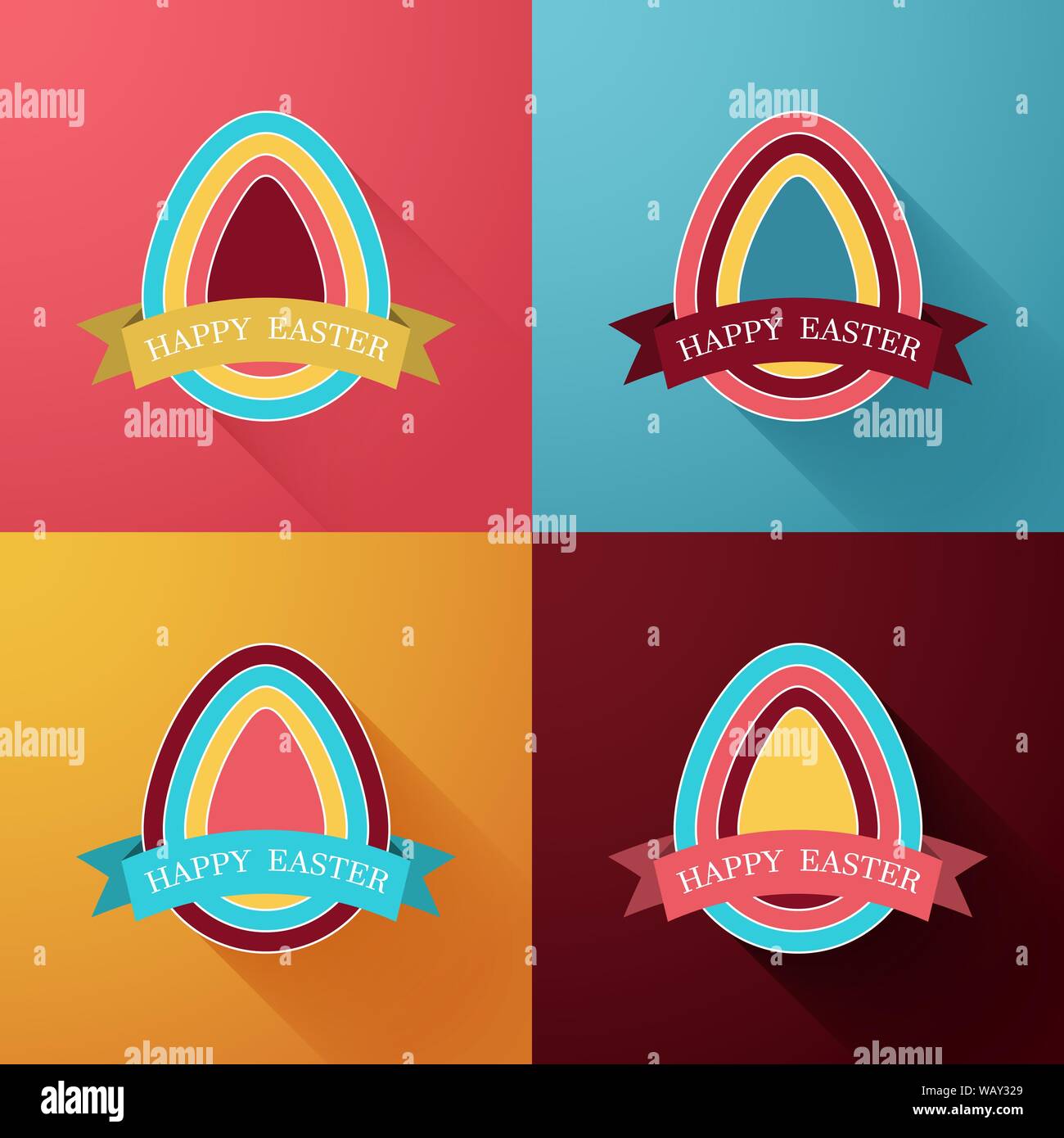 Colorful Easter eggs with ribbon.Background.Gift for Easter.Vector elements set for your design project. Stock Vector