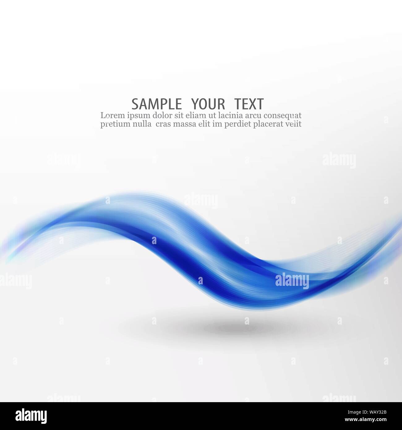 Blue transparent wave of smoke on a white background.The design element of the web site,brochure,banner,poster. Stock Vector