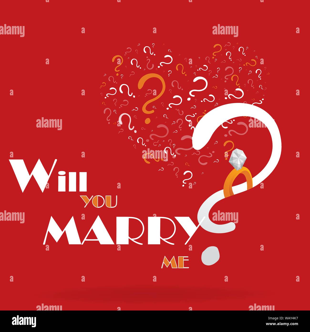 Will You Marry Me Cartoon Drawing Card For Web And Print Cute Heart Of White Question Signs Stock Vector Image Art Alamy