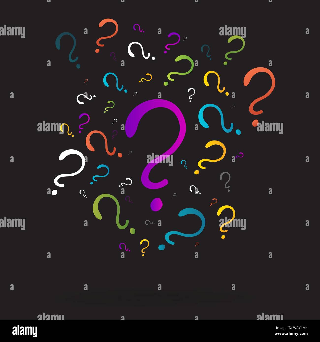 Question signs colorful vector illustration, problem and priority ...
