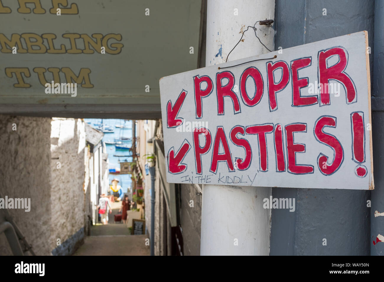 Proper pasties sign in Falmouth, Cornwall, England, UK Stock Photo Alamy