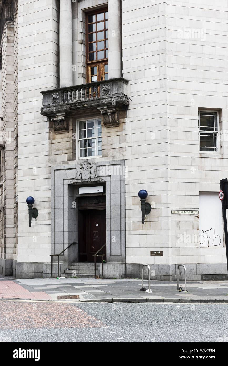 Entrance to former police station on Pilgrim Street, Newcastle upon Tyne, UK Stock Photo