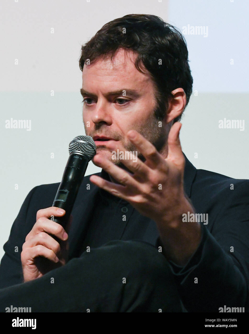 August 21, 2019, Bevery Hills, California, USA: Bill Hader speaks onstage during the Writers Guild Foundation's Sublime Primetime 2019 at the Writers Guild Theater - Beverly Hills, California. (Credit Image: © Billy Bennight/ZUMA Wire) Stock Photo
