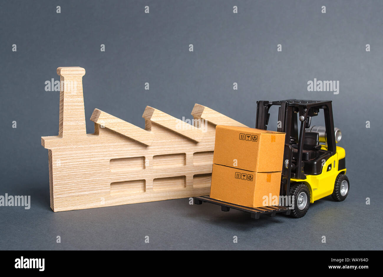 Forklift loader carries cardboard boxes hi-res stock photography and ...