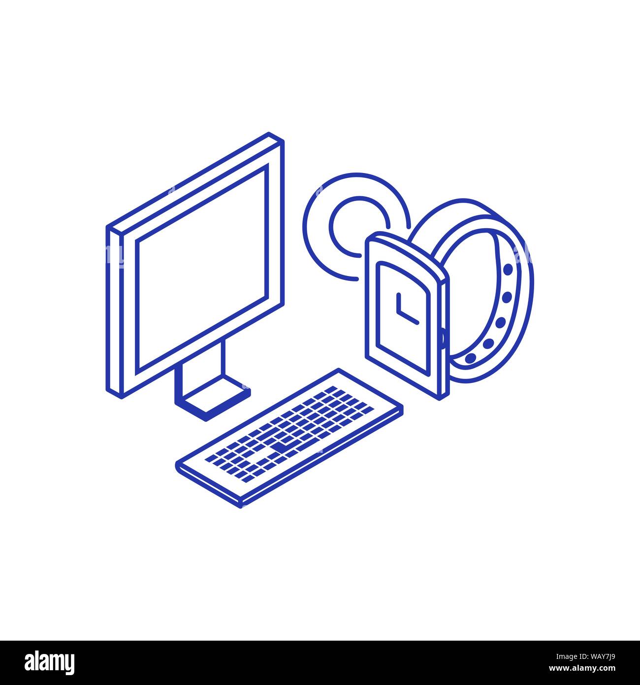 destop computer and smartwatch technology icon vector illustration ...
