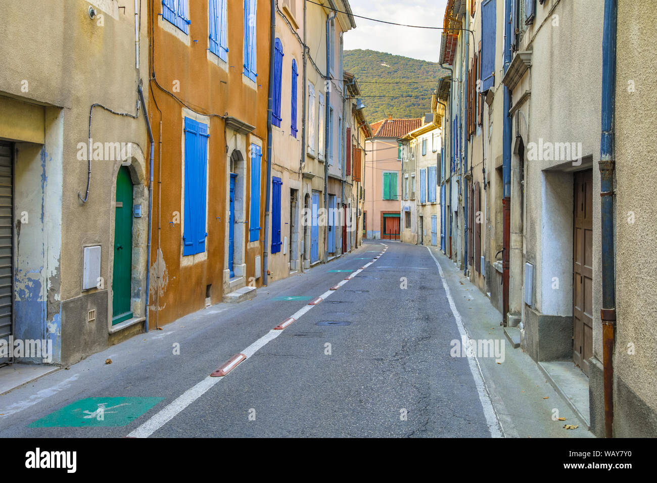 Street in French rural village of Saint Hippolyte du Fort, Southern