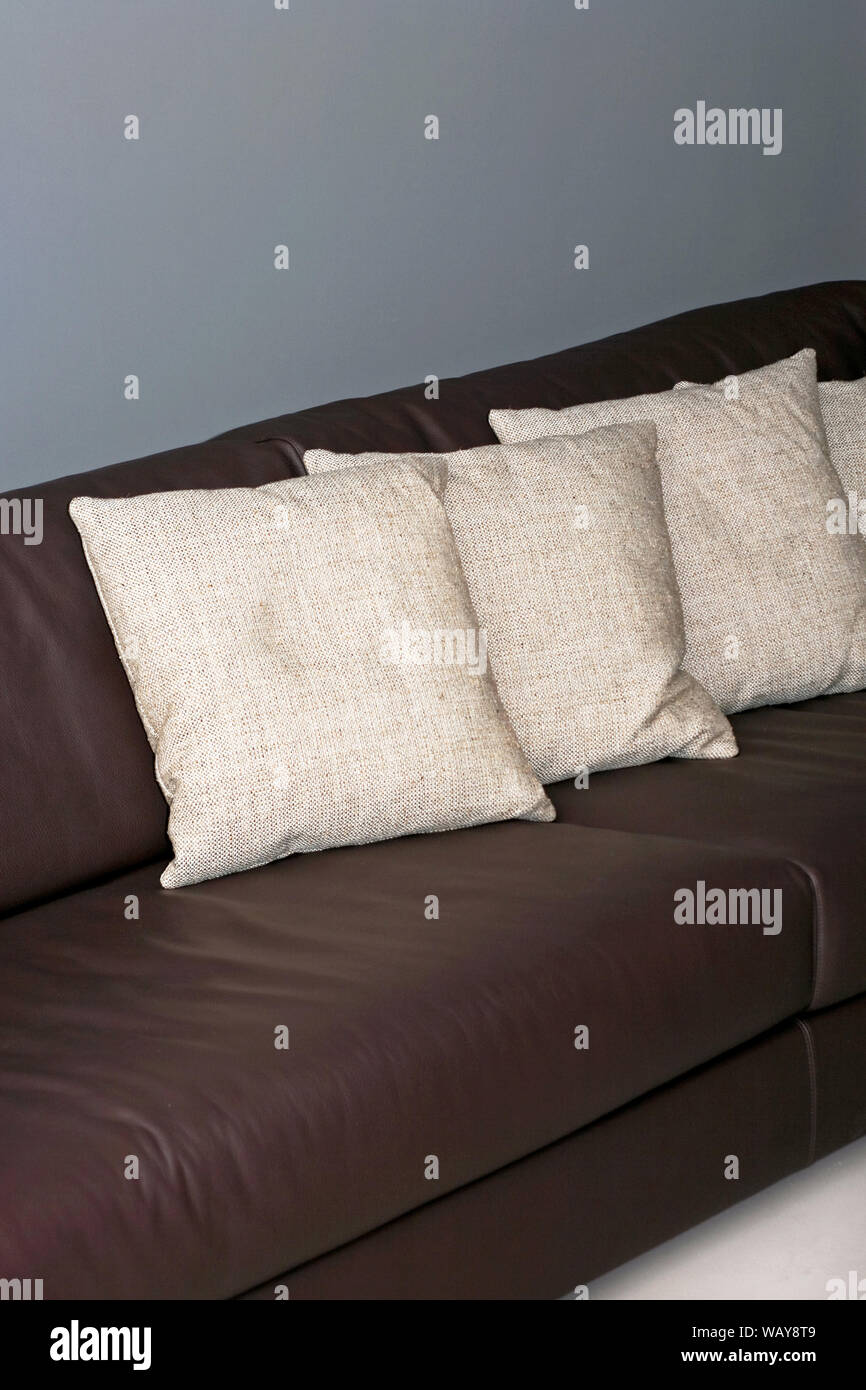 Big brown leather sofa