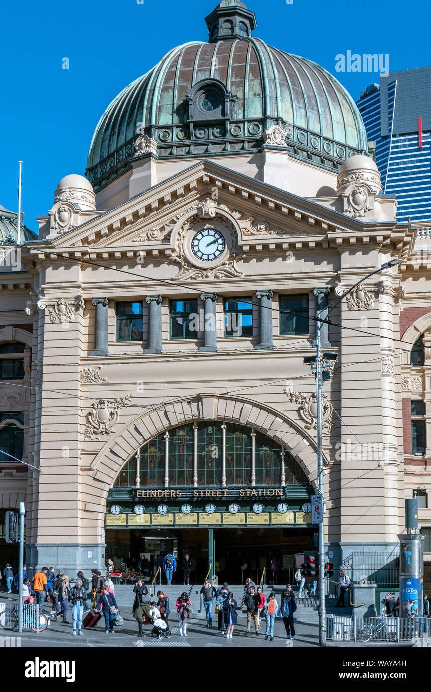 Flinders Street Station with landmark clocks Melbourne Victoria