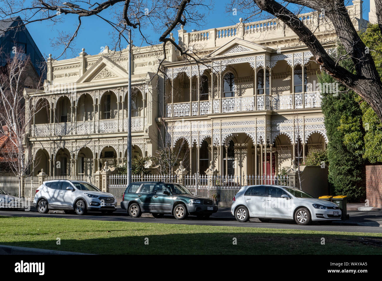 Victorian mansions Powlett Street East Melbourne Australia Stock Photo