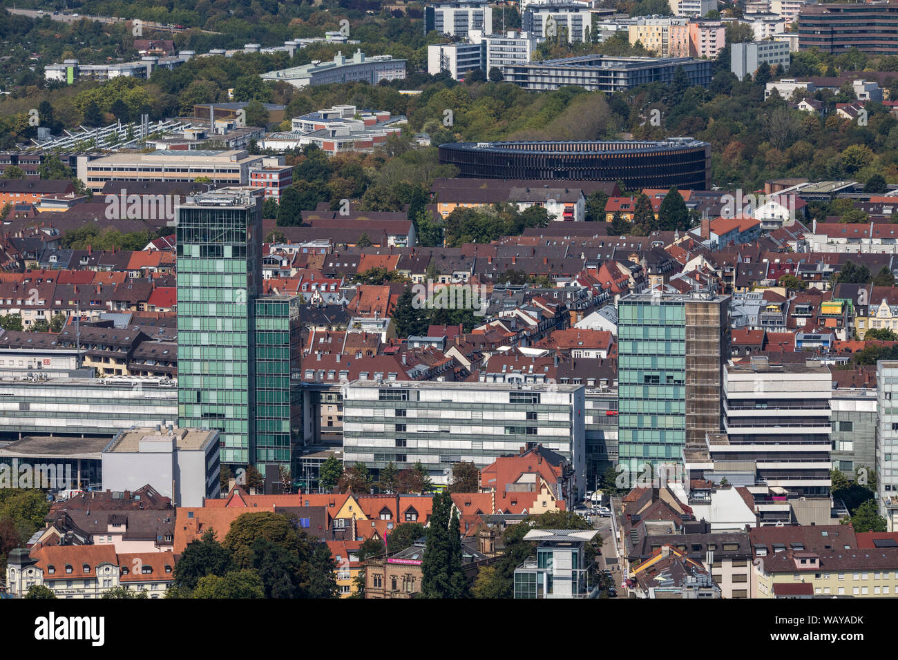 Freiburg in Breisgau, city centre, commercial building at the railway station, Stock Photo