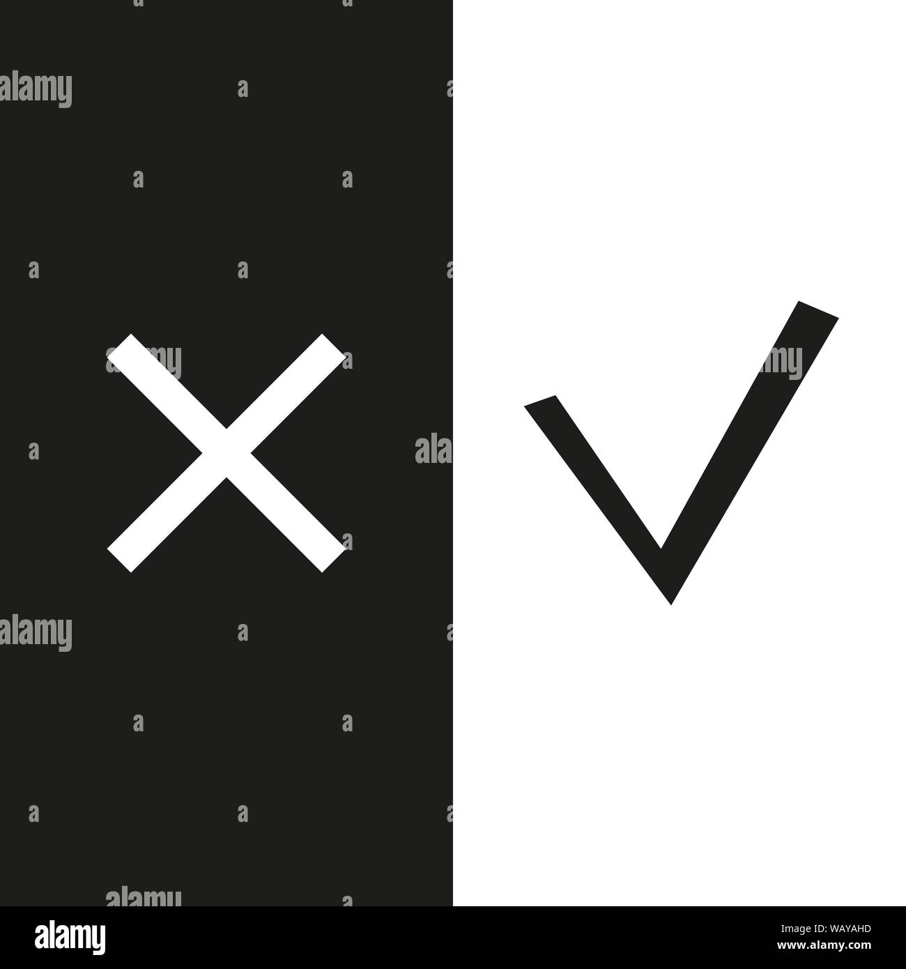 Checkmark check, x or approve deny line art vector icon for apps and ...