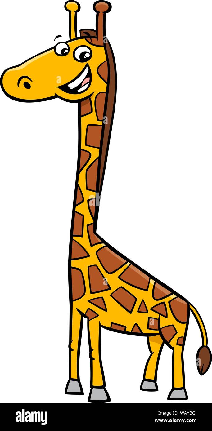 Cartoon Illustration of Happy Giraffe Animal Character Stock Vector